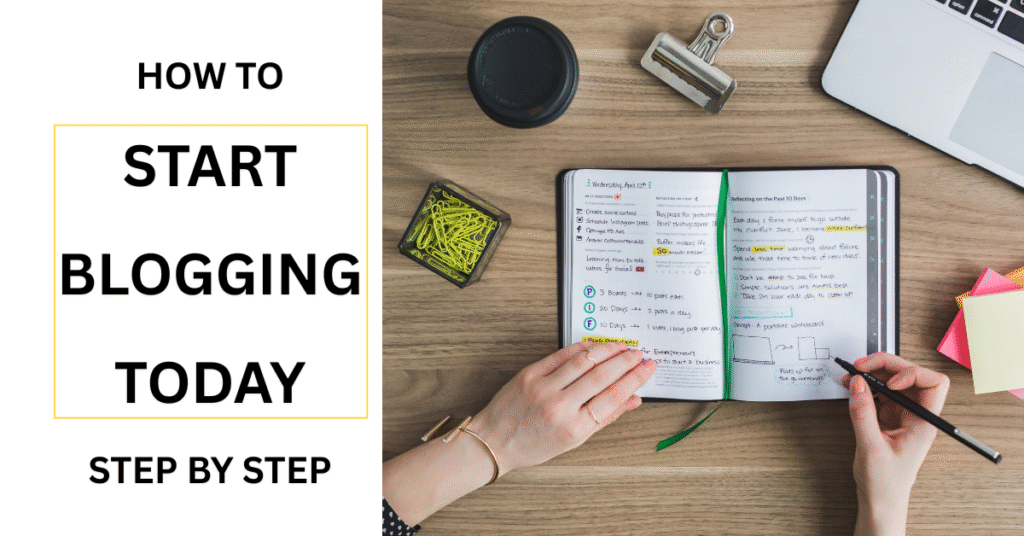 image of a hand writing on a book planning a blog strategy